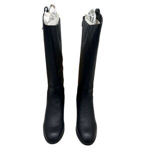 NIB 206 Collective Womens Voltan Knee High Boots Size 7.5 Black Leather Preppy